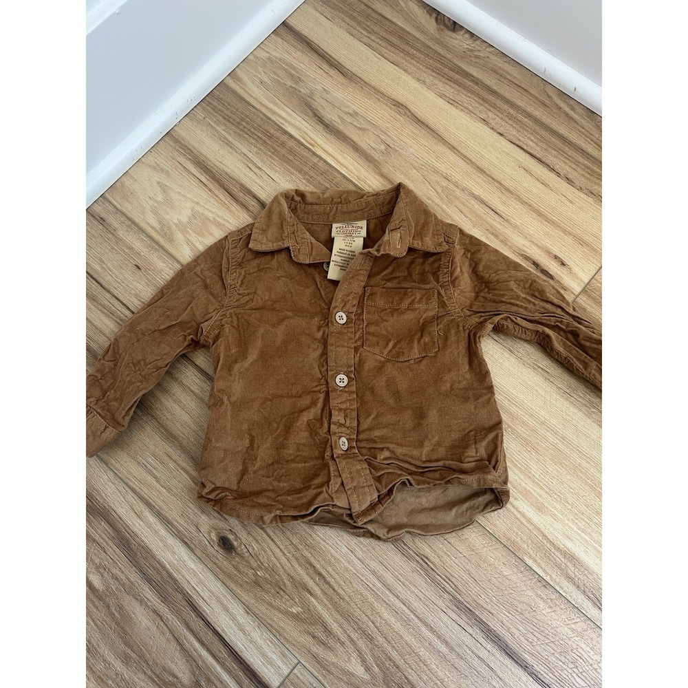 Telluride Boys 12 Months Corduroy Long Sleeve Brown Button Up Shirt Western